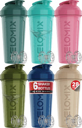 VELOMIX vista frontal del pack de 6 botellas, almacenamiento ahorrativo y colores brillantes