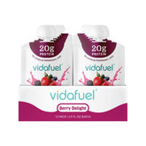 VIDAFUEL empaque frontal Berry Delight mostrando diseño y practicidad
