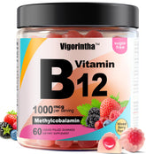 Vigorintha frente del empaque mostrando 60 gomitas y beneficios claros