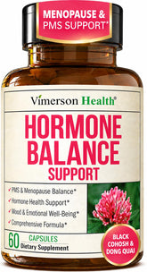 Vimerson Health frasco frontal mostrando diseño y beneficio de equilibrio