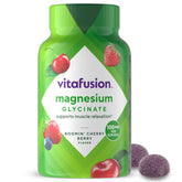vitafusion frasco frontal mostrando etiqueta clara y beneficio de magnesio