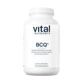Vital Nutrients BCQ frasco frontal mostrando cápsulas y beneficios