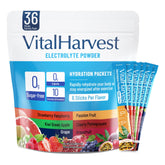 VitalHarvest Endure frente del empaque mostrando 36 sobres y sabores