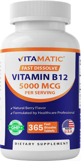 Vitamatic vista frontal del frasco con 365 tabletas, presentación práctica