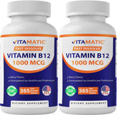 Vitamatic frasco frontal mostrando etiqueta clara y cantidad 365 tabletas