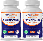 Vitamatic empaque frontal mostrando 240 tabletas, conveniencia de suministro