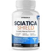 Vitamax Sciatica Shield frasco frontal mostrando diseño y cantidad 60ct