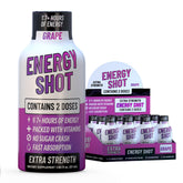 Vitamin Energy frasco de Grape frente mostrando diseño y conveniencia