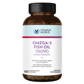 Vitamin World frente del envase mostrando botella y cantidad 180 cápsulas, confianza y calidad