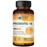 Vitamin World frasco frontal mostrando 120 cápsulas y beneficios claros