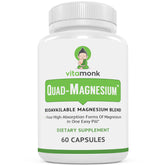 VitaMonk bote frontal mostrando Quad Magnesium Blend para sueño y energía