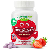 VitaWorks envase frontal con sabor frutas mixtas y beneficio de aceptación infantil
