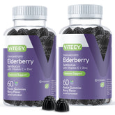 Viteey envase frontal de Sambucus mostrando 120 gomitas y beneficio práctico