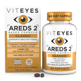 Viteyes frontal del empaque mostrando fórmula AREDS2 y duración de tres meses