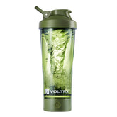 VOLTRX botella VortexBoost frente y diseño ergonómico, mezcla rápida