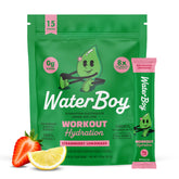 Waterboy frente del empaque muestra sobres individuales y conveniencia