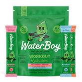 Waterboy frente del empaque mostrando 30 sobres y promesa de electrolitos