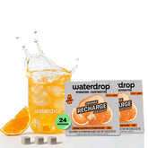 waterdrop MICRODRINK frente del empaque mostrando 24 cubos y facilidad de transporte