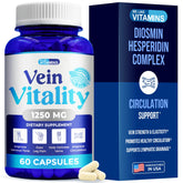 We Like Vitamins frasco Vein Vitality mostrando diseño y cantidad de cápsulas, refuerza confianza