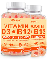 WEEVIT envase frontal mostrando dosis y formato masticable, beneficio conveniencia