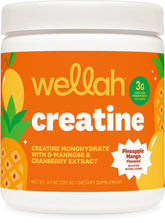 Wellah creatine frente del envase mostrando etiqueta y 50 servicios, fácil identificación