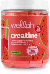 Wellah empaque frontal mostrando 30 sobres y diseño Watermelon Slush, ideal para portabilidad