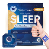 Wellamoon empaque frontal mostrando 28 parches y beneficios principales