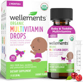 Wellements frasco frontal de multivitaminas orgánicas para bebé, fácil identificación