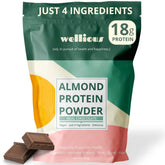 wellious envase frontal chocolate mostrando marca y beneficio proteína limpia