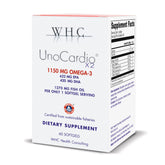 WHC UnoCardio X2 frontal del envase mostrando información de dosis y sabor
