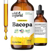 Wild & Organic botella frente mostrando diseño y beneficio de concentración