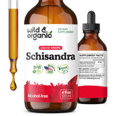 Wild & Organic frasco frontal con etiqueta clara y beneficio de relajación