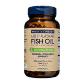 Wiley's Finest envase frontal mostrando 240 mini softgels y beneficios claros