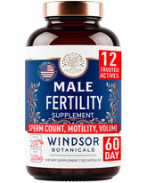WINDSOR BOTANICALS envase frontal mostrando 120 cápsulas y beneficio de apoyo preconcepción