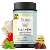 Winged empaque frontal Happy Her mostrando diseño y cantidad útil