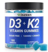 Wiszeen frasco frontal mostrando gomitas y beneficios claros