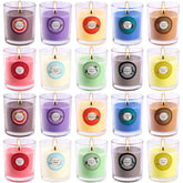 WREXCS vista frontal del empaque mostrando 20 velas y variedad de colores