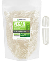 XPRS Nutra paquete frontal de cápsulas 000 transparente, práctico y vegano