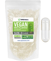 XPRS Nutra paquete frontal muestra 1000 cápsulas veganas y claras para dosificar