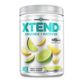 Xtend envase frontal Lemon Lime mostrando instrucción y beneficio de recuperación