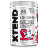 Xtend envase frente mostrando 30 porciones y sabor Cherry Airheads, beneficio recuperación