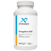 XYMOGEN envase frontal mostrando cápsulas y beneficios de omega‑3
