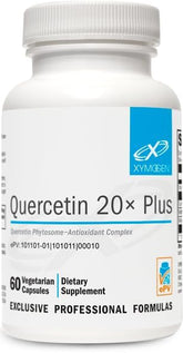 XYMOGEN envase frontal de Quercetin 20× Plus mostrando diseño y cantidad, fácil identificación