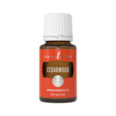 Young Living botella frontal 15 ml con aroma cedro, presenta confianza