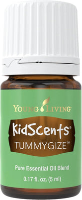 Young Living TummyGize frontal del envase mostrando diseño y uso infantil reconfortante
