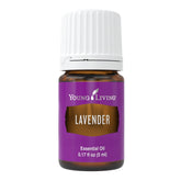 Young Living lavanda botella frontal mostrando etiqueta y diseño práctico