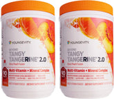 Youngevity frasco frontal mostrando diseño y sabor cítrico durazno, ideal para rutina