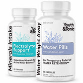 Youth & Tonic frascos delante mostrando pack de dos para retención de líquidos