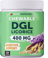Yuve frasco frontal de DGL 4000 mg mostrando etiqueta y beneficios