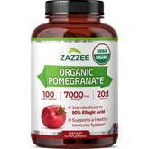 Zazzee botella frontal mostrando envase orgánico y duración prolongada